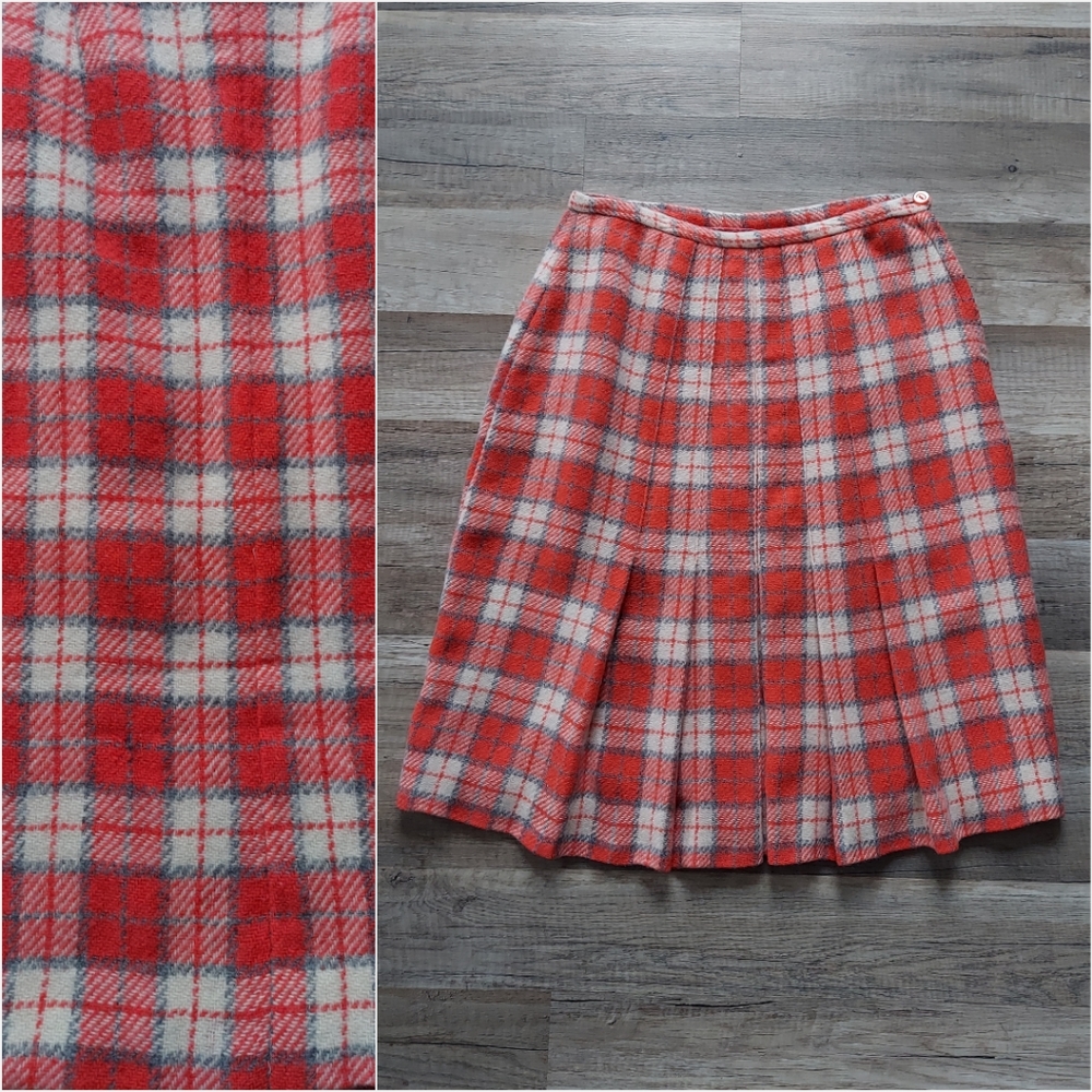 Coffee Vintage Elegant Plaid Print Zip Detail 60s High Waist Knee-Length Skirt main image 0